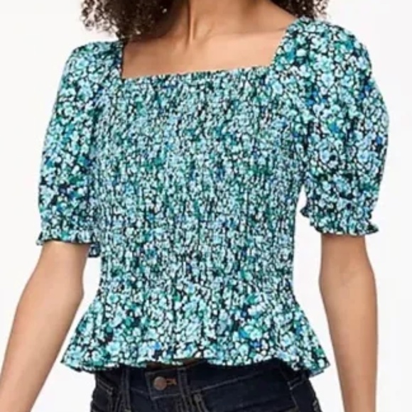 J. Crew Factory Tops - J. Crew Factory Smocked Puff Sleeve Top